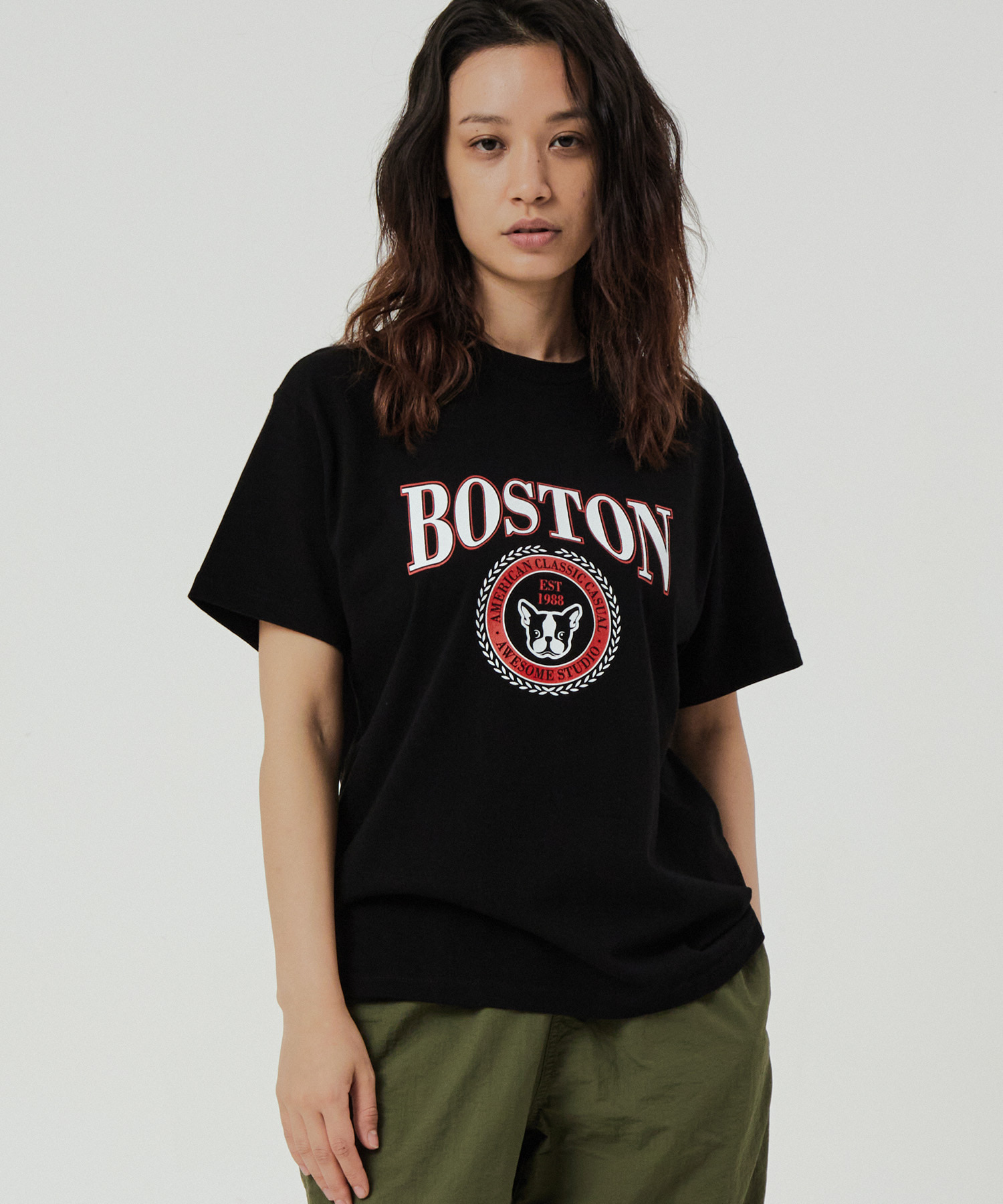 보스턴 로고 반팔 티셔츠 블랙